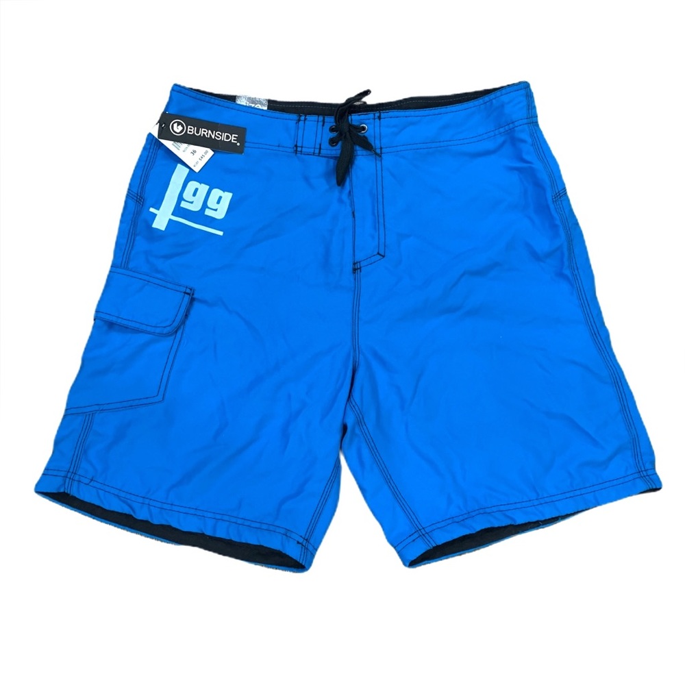 Burnside Board Swim Shorts Neon Blue Size 36 NWT Activewear Beach Summer Sports